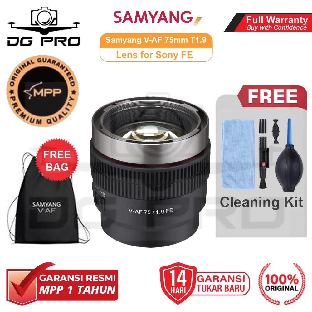 Samyang V-AF 75mm T1.9 Sony FE Mount Original Resmi