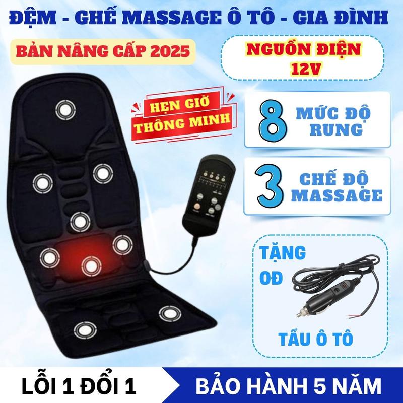 Ghế masage toàn thân Đệm mát xa toàn thân 8 vùng da cao cấp tạo cảm giác thoải mai khi sử dụng tiện lợi khi di chuyển
