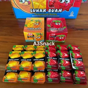 Permen Lunak bentuk dan rasa buah stroberi dan mangga isi 1 pack 30 pcs