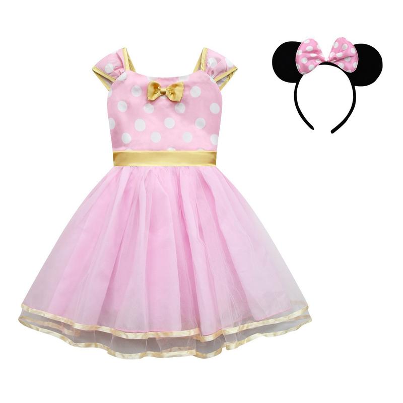 Product Introduction of Girls Summer polka dot Princess dress mesh red short sleeve headband 14