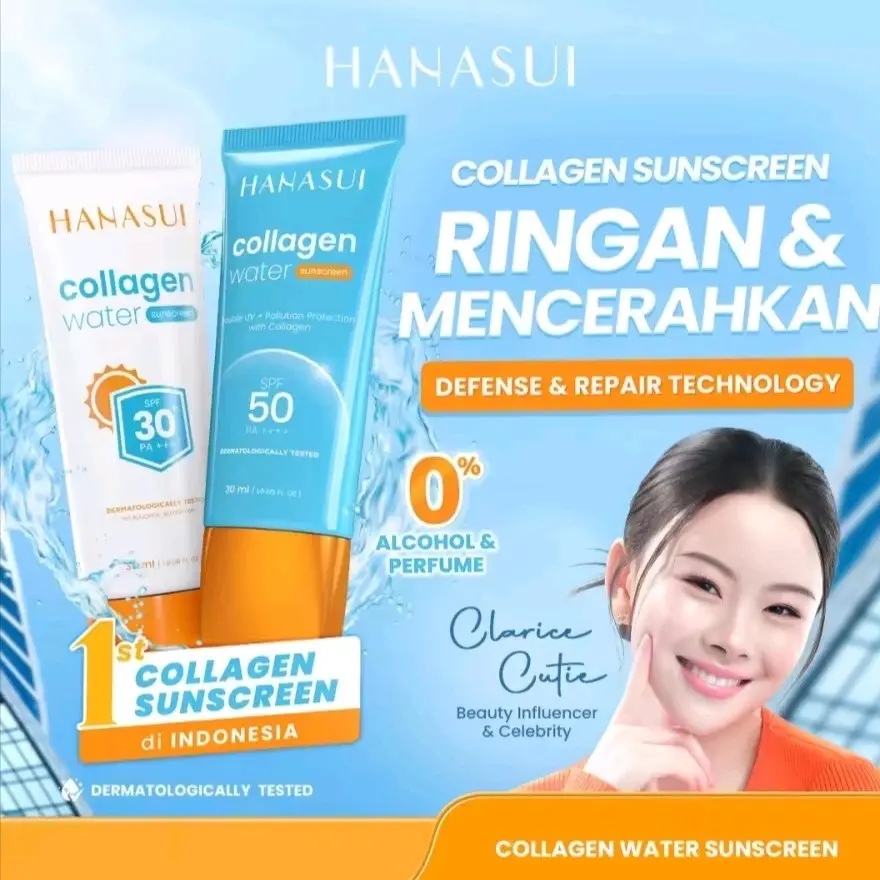HANASUI colagen watter sunscreen ORIGINAL BPOM  SPF 30 PA++ SPF 50 PA++30ML  Perawatan Wajah