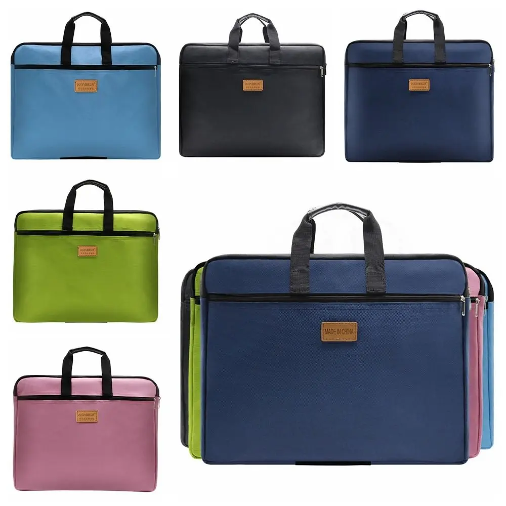 Portable Oxford Cloth A4 Portable File Bag Zipper Multi-layer A4 File Folder Business Briefcase Stationery Bag Documents Bag Office Supplies