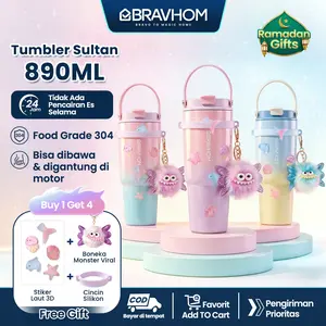 U【Exclusive】(COD)Bravhom Gradasi Botol Tumbler Stainless Steel 304 botol minum Bisa Tahan Dingin & Panas  tumblers stainless Botol Minum Trendi untuk Travel & Sehari-hari jumbo Kapasitas 890ml tumbler tahan panas dingin 24 jam BT06