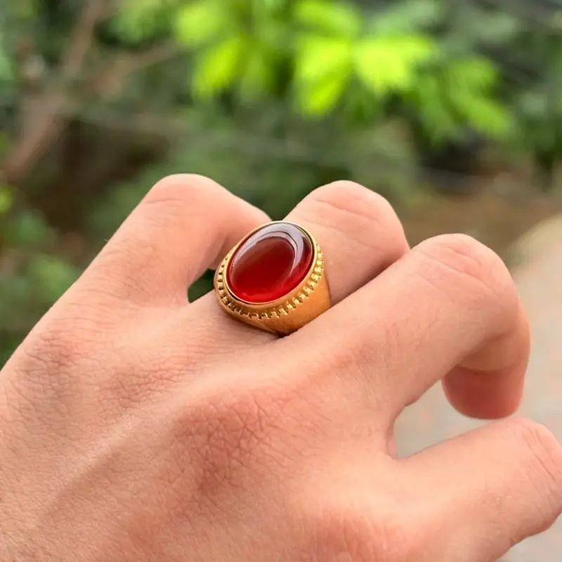 Cincin Batu akik Sulaiman madu ring titanium
