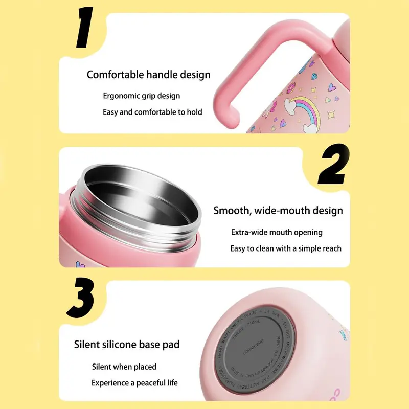 【COMOBEBE】24oz Stainless Steel Whale Fountain Tumbler with Handle – Two Lids, Spill-Proof, Dishwasher Safe, Cute & Perfect for Kids, Teens, and Adults 5