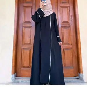 Abaya Hamidah Basic Crinkle Airflow // Abaya Gamis Simple Elegan Terbaru 2025 // Abaya Remaja Wanita Muslim  Syari List Putih Tangan Cantik Lebaran