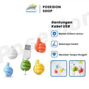 Hook Tempel Gantung 3D Kait Jempol Lucu Jalur Data Kantor Klip Kabel Wire Desk Organizer / Kait Jempol / Kait Multifungsi / Klip Kabel Silikon