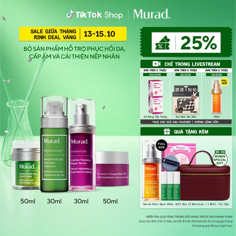 [DEAL SỐC ĐẶT TRƯỚC] Bộ Sản Phẩm Tinh chất phục hồi Cellular Hydration Repair Serum 30ml & Nutrient-Charged Water Gel 50ml & Bộ đôi Retinal trẻ hóa da 30m