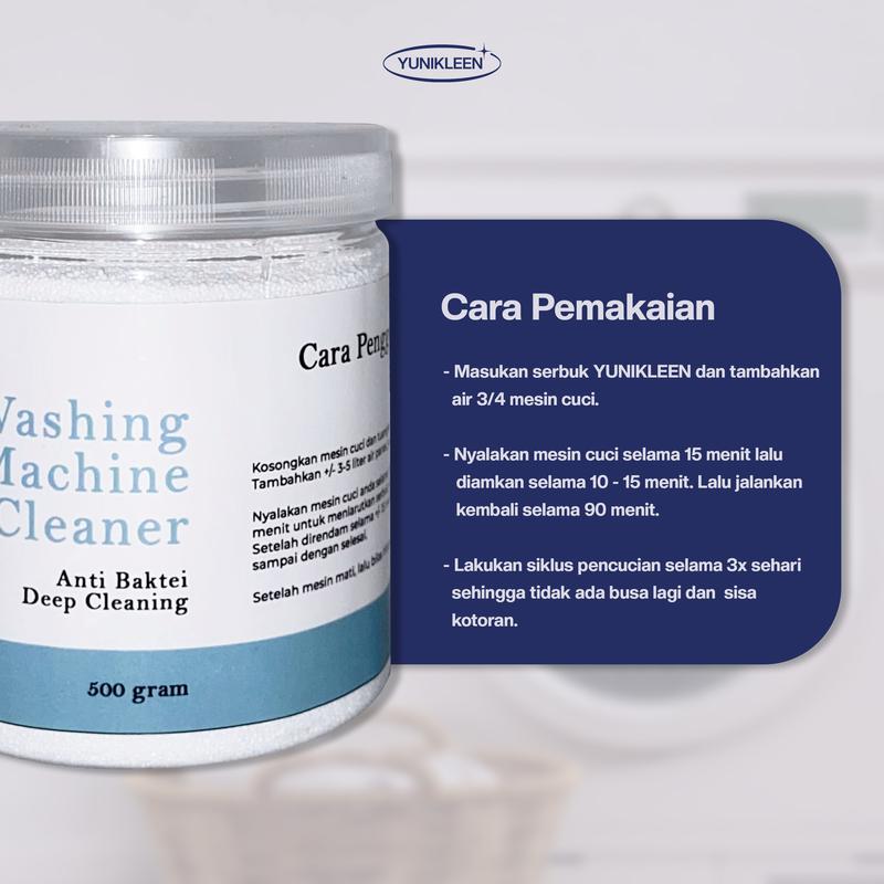 YUNIKLEEN - Pembersih Mesin Cuci 250gr - Detergen Serbuk Ajaib Bubuk Mesin Cuci - Pembersih Ampuh - Cleaner 4