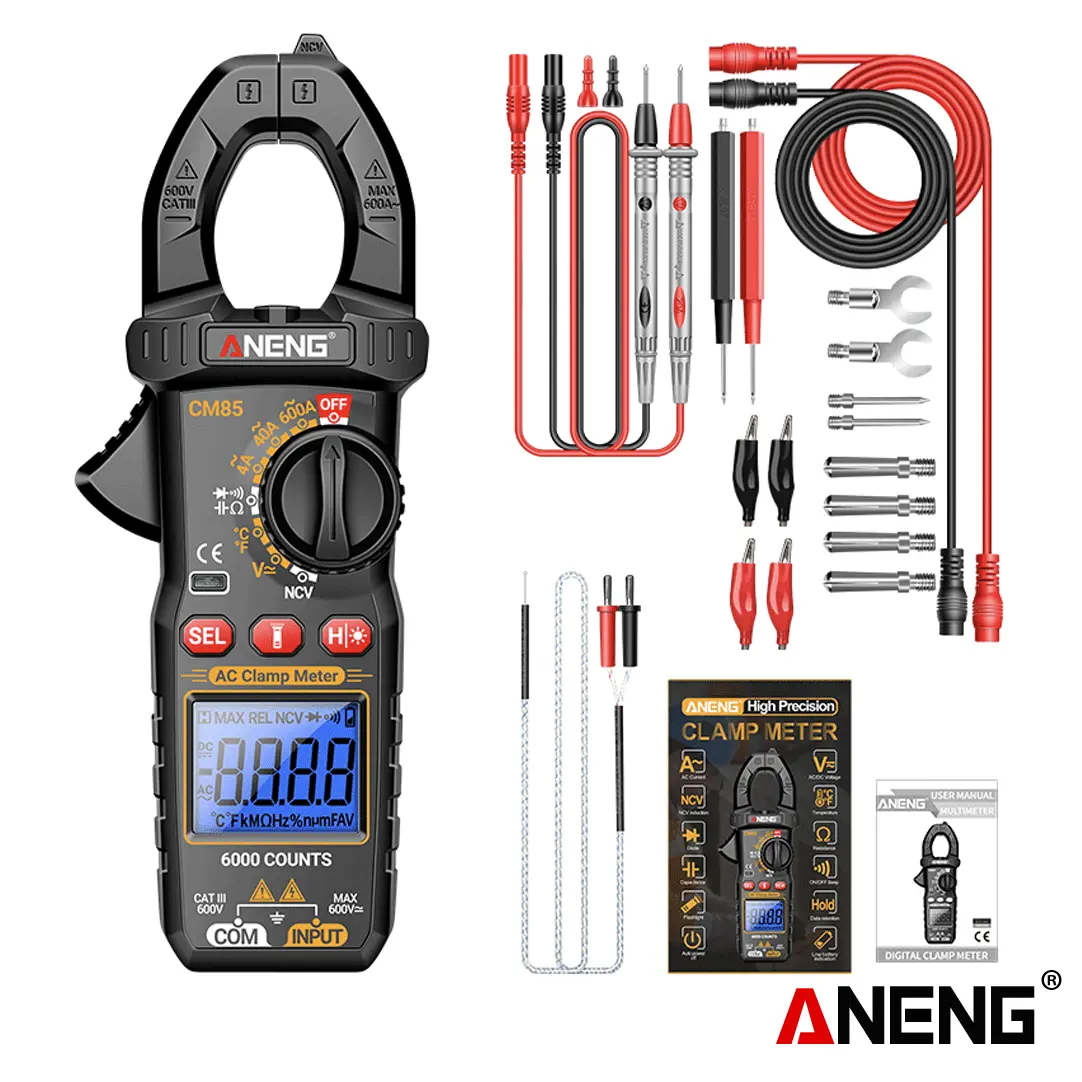 (Paket A) Aneng CM85 Pro 600A Current Clamp Meter Non-contact Power Measurement 6000 Count