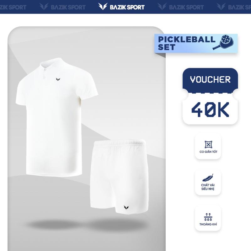  Set Thể Thao Pickleball Bazik Áo Thun Cổ Trụ Và Quần Short 6 Inch Pickleball Co Dãn Thấm Hút Mồ Hôi 