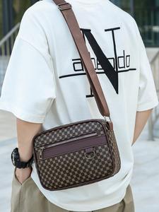 注目 メンズカジュアルショルダー＆クロスボディバッグ、通勤向けデイリーバッグ、横型スマホ収納対応コンパクトバッグ