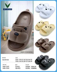 Sendal Selop Beruang VANCHANEE Anak Perempuan Model 725T - Hitam & Coklat Fashionable Kaki Sandal