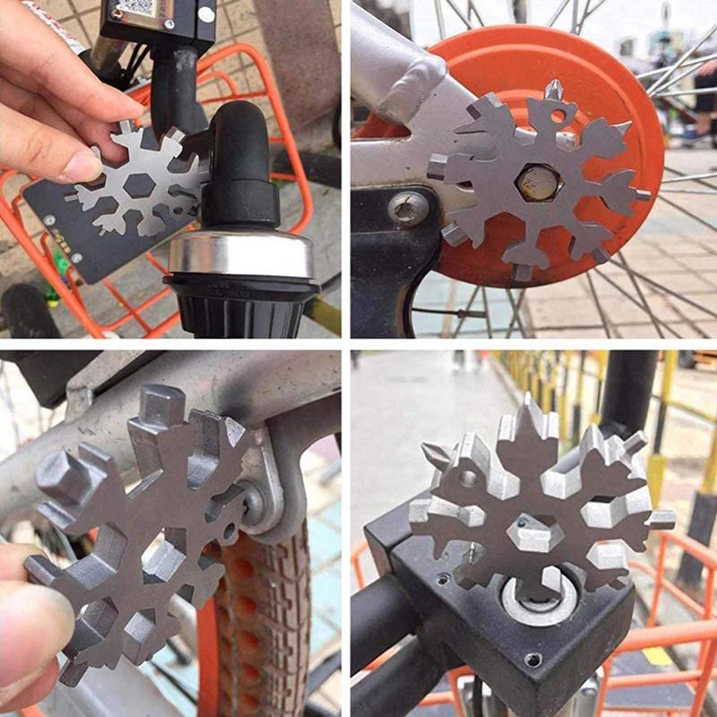 Móc Khóa Spanner Bông Tuyết, KIPRUN, 18 trong 1, Đa Chức Năng, Móc Chìa Khóa Cờ Lê Đi Bộ Đường Dài Ngoài Trời, Bỏ Túi, Đa Năng, Sinh Tồn Cắm Trại, Dụng Cụ Cầm Tay 9