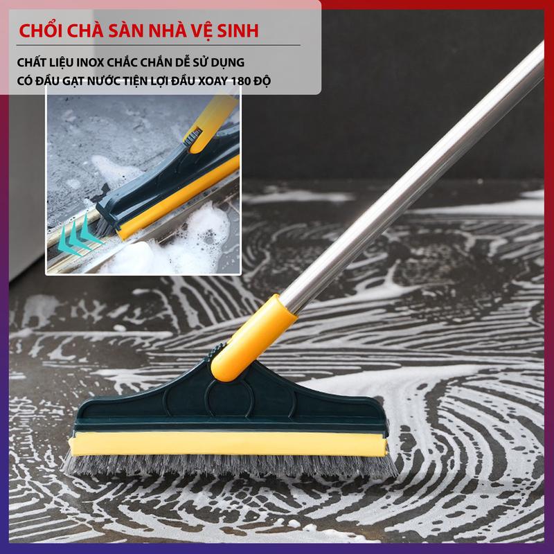 Cây Chà Sàn Nhà Tắm DLS Chổi Cọ Sàn Và Gạt Nước 2 Trong 1 Đầu Chổi Xoay 120 Độ Quét Mọi Ngóc Ngách Tiện Lợi Vệ Sinh Sạch Sẽ