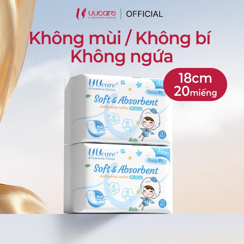 [Combo 2 gói] Băng Vệ Sinh UUcare Singapore Young Girl Hàng Ngày 18cm 20 Miếng/Gói. BVS mềm mại, thấm hút, chống tràn, mang lại cảm giác dễ chịu. Tampon