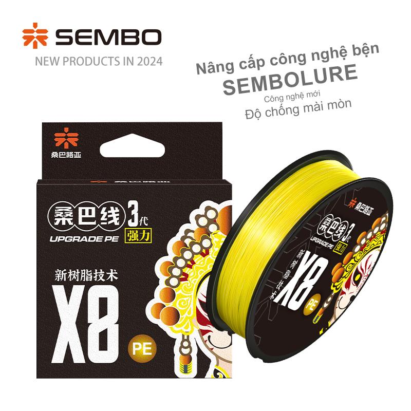  SEMBOLURE Dây PE X8 thế hệ 3 màu Vàng dây PE câu lure chậm phai màu lực kéo cao săn hàng dây Pe câu lóc chẽm nheo bông câu cá fishing 