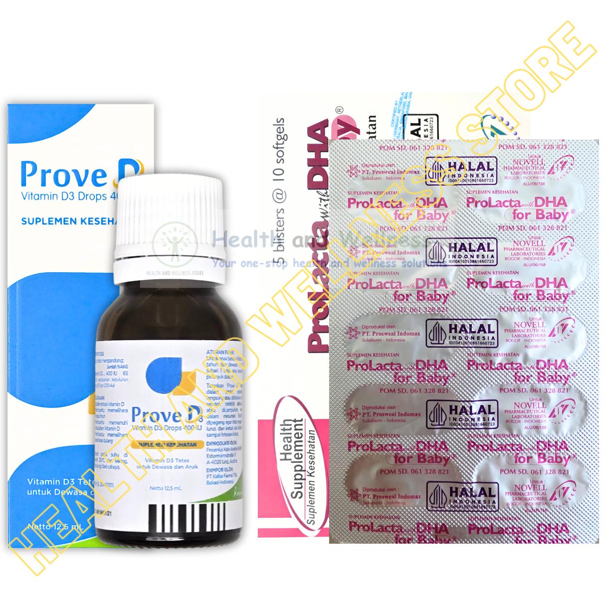 PAKET PROLACTA WITH DHA FOR BABY SOFTGELS DAN PROVE VITAMIN D3 400 IU DROP 12 ML