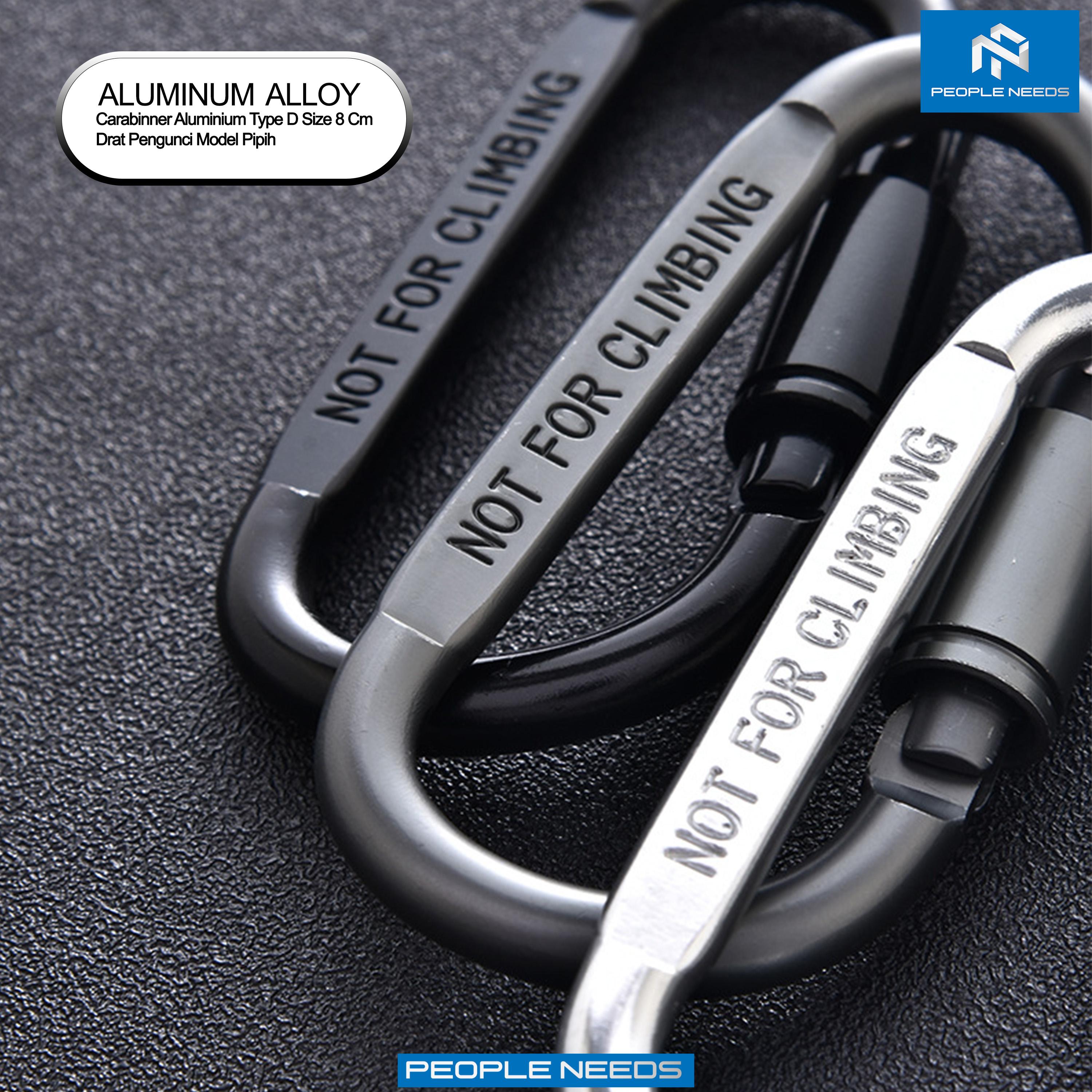 Carabinner Aluminium Type D Size 8 Cm Drat Pengunci Model Pipih Outdoor