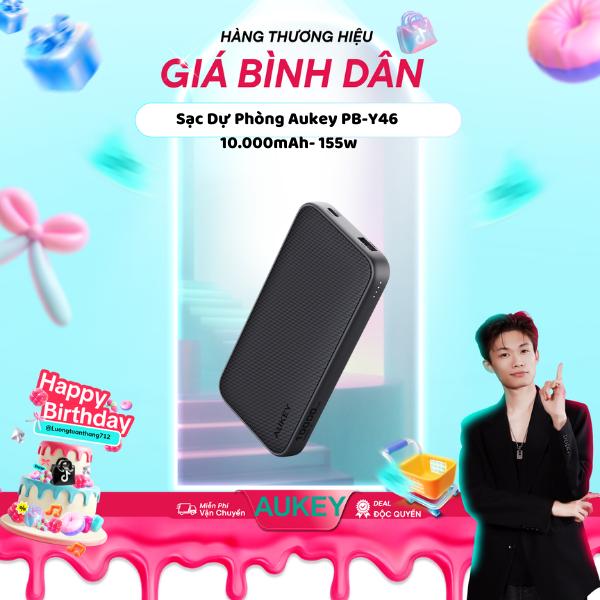   Lương Toàn Thắng x Aukey  Pin Sạc Dự Phòng Aukey PB-Y46 10.000 mah Sạc Nhanh 15W- Hàng Chính Hãng 