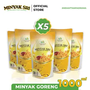 Minyak Goreng SRI Refill 1 Liter Original - Hemat Bundling isi 5 pcs