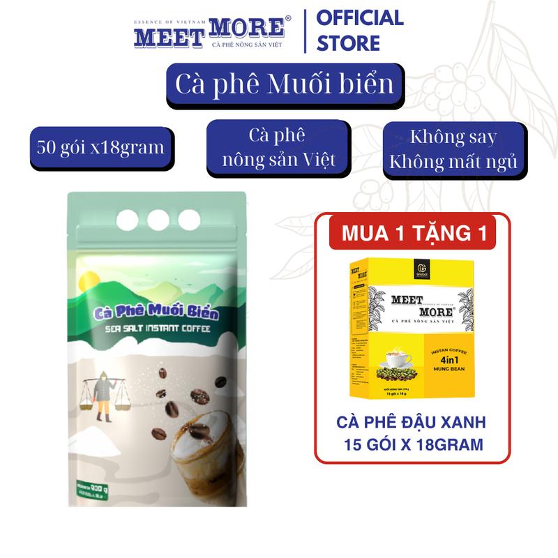 [QUÀ TRI ÂN] Bịch Cà Phê Muối Biển Meet More (50 Gói/18G) - Không Say, Không Mất Ngủ