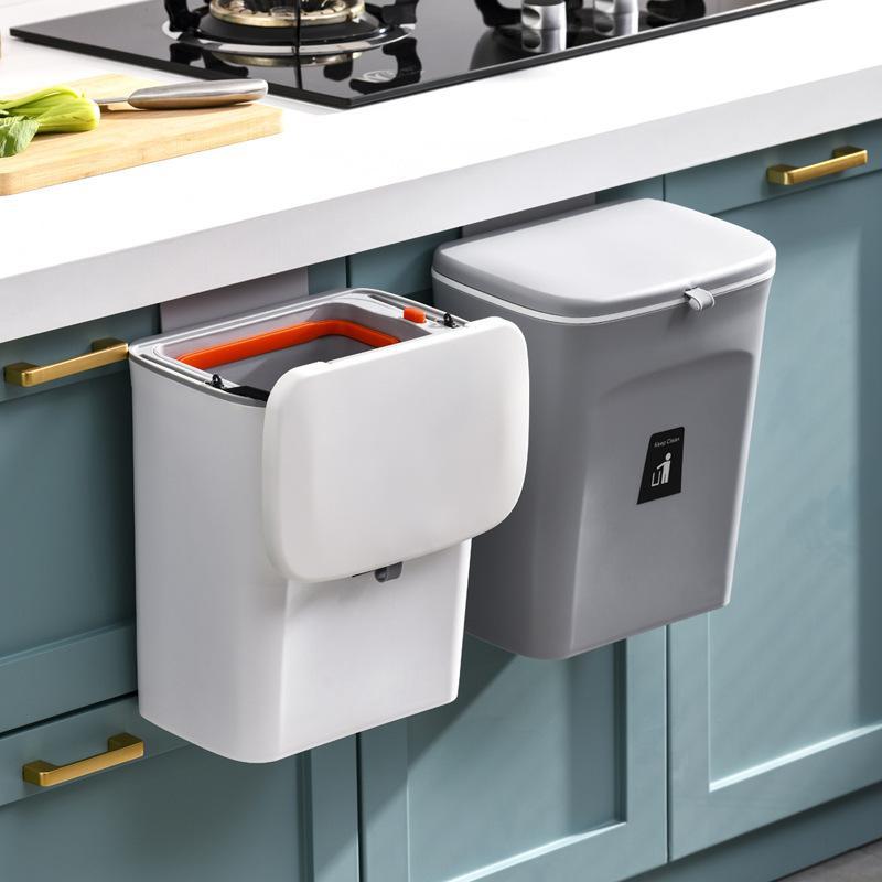 Product Introduction of 【Baodan】Wall Mounted Hanging Trash Bin For Kitchens Cabinet Door With Lid Kitchen Trashs Bin Garbage Cans Counter Bins Trash Can Kitchen 13
