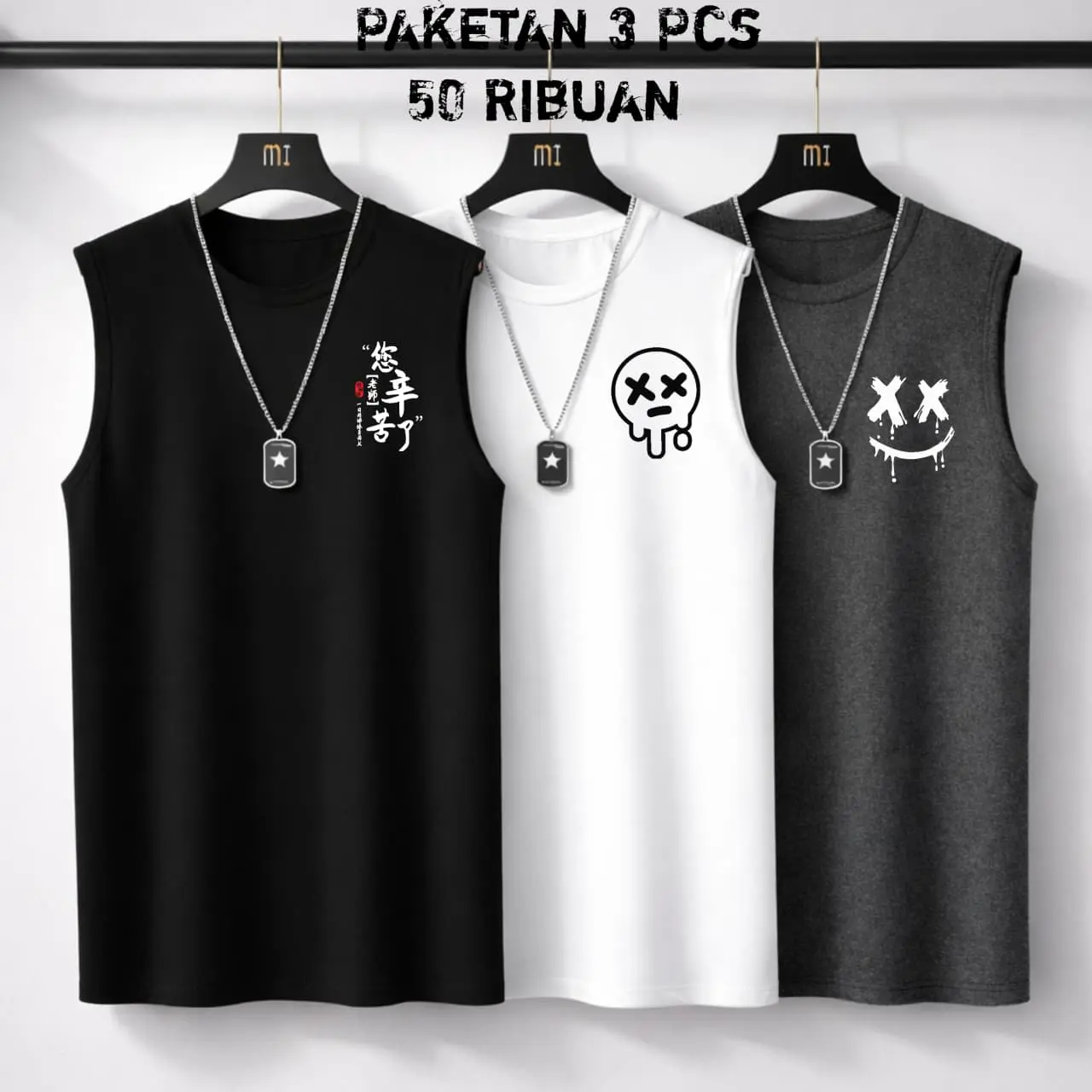 Singlet Pria Dewasa Paketan Hemat 3 pcs CUMA 50ribuan Pakaian Cocok Untuk Santai & Cocok Untuk Gym / Paketan Singlet Hemat