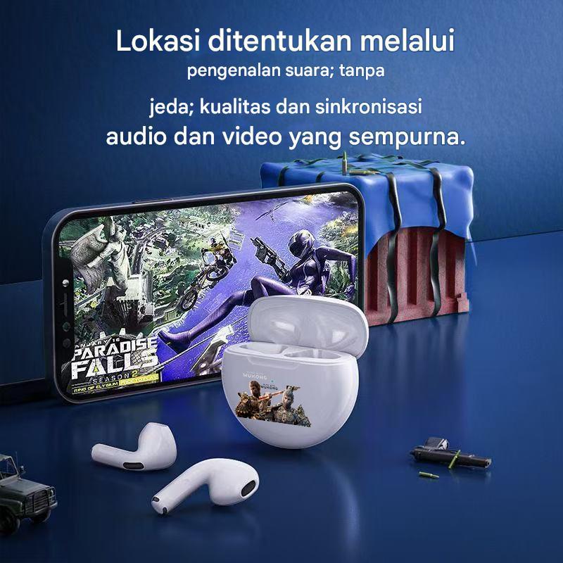 xctopest HT38 Black Myth Wukong AI Earphone TWS 50dB Peredam Kebisingan Aktif, Bluetooth 6.0, Daya Tahan Baterai 47 Jam, Headphone Nirkabel Sejati, IP54