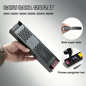 DC12V 24V  Power Supply Berkualitas Tinggi Untuk Lampu LED & Kamera CCTV 60/ 100/200/300/400W