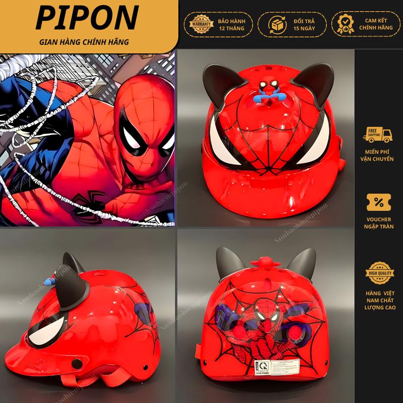 Nón bảo hiểm cho bé hình siêu nhân Spiderman sticker 3D cute mũ bảo hiểm chính hãng công ty Long Thanh đạt chuẩn an toàn giao thông