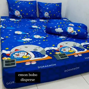 JANITRA SPREI SET EMON BOBO -Lengkap sarung bantal dan sarung guling-kain katun adem halus tidak luntur Rubber Non-slip