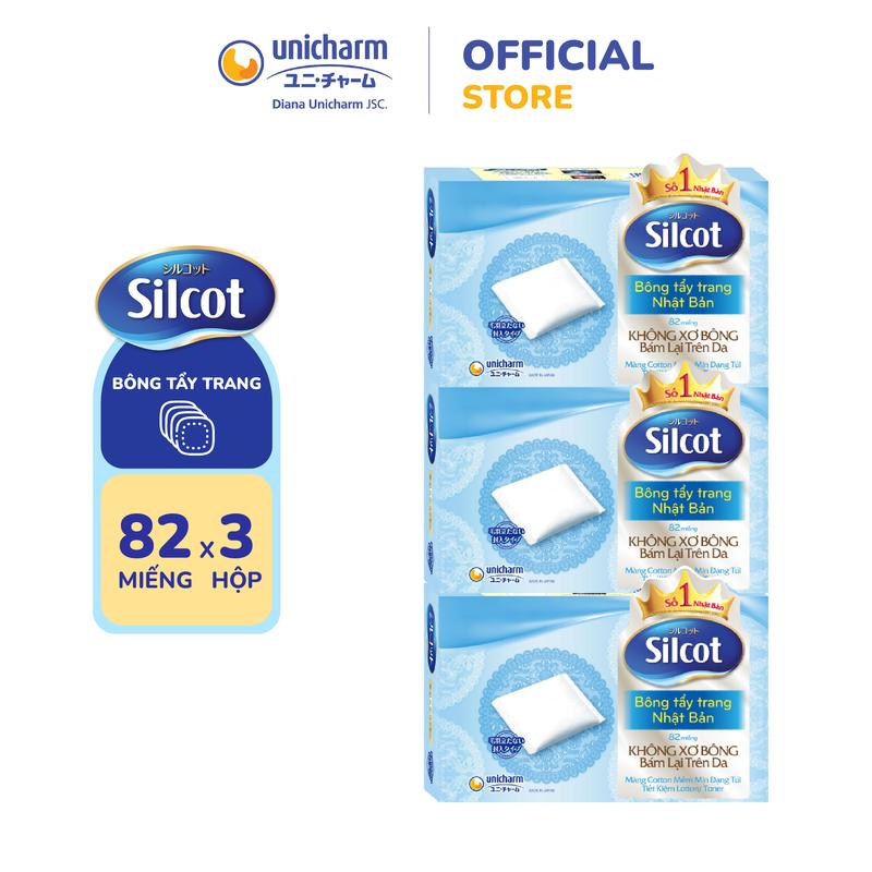 Combo 3/6/9/12 Hộp Bông Tẩy Trang Silcot 82 Miếng/Hộp