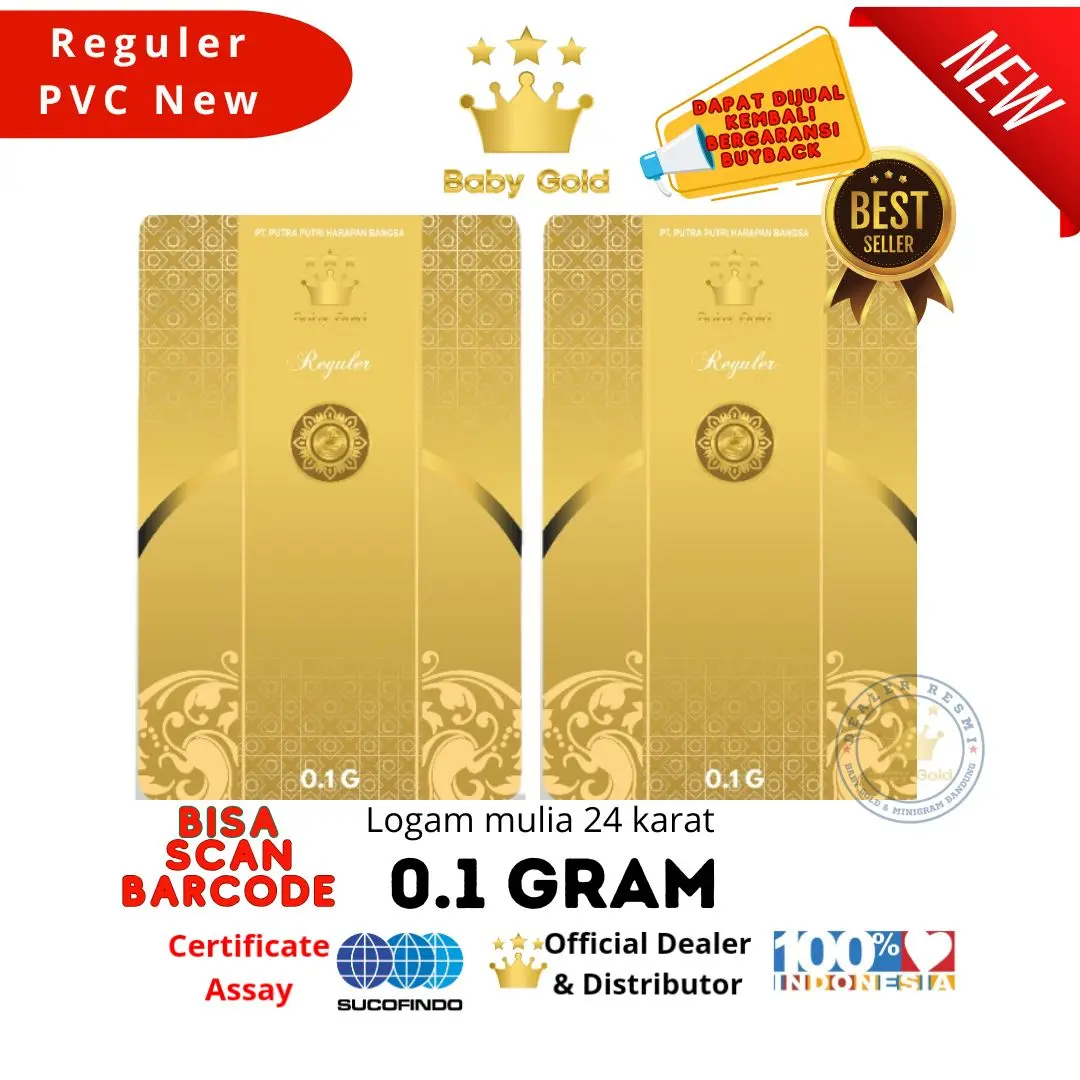 BABY GOLD 0.1 gram NEW Kemasan PVC Emas Mini Logam Mulia