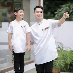 NEW KOKO AYAH ANAK SIGNATURE PREMIUM MURAH edisi lebaran SERAGAMAN FORMAL Muslim Baju Kurta Pendek Putih Pria