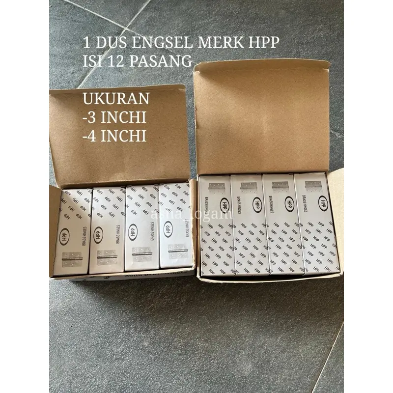 1 dus engsel merek HPP ukuran 3 inch / 4 inchi / 12pasang