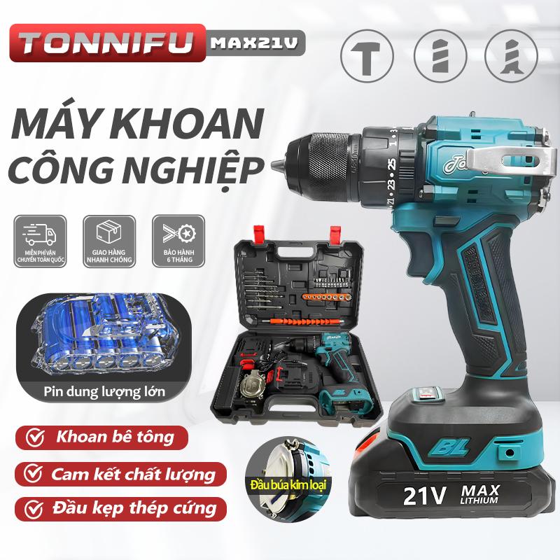 TONNIFU 2110XL - Máy Khoan Pin Tonnifu 10MM 5CELL, 3 Chức Năng Không Chổi Than - Chân Pin Phổ Thông 4CM, Máy Khoan Tường, Sắt, Gỗ Bắt Vít