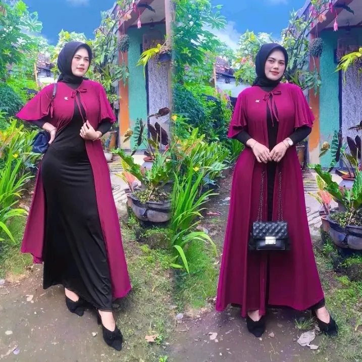 ALEA OUTER JERSEY Outer kardigan long cardy kutung matt bahan jersey super fhasion muslim baju perempuan warna hitam all size Polos Hitam navy cardigan  panjang  wanita  Cantik Ceruty