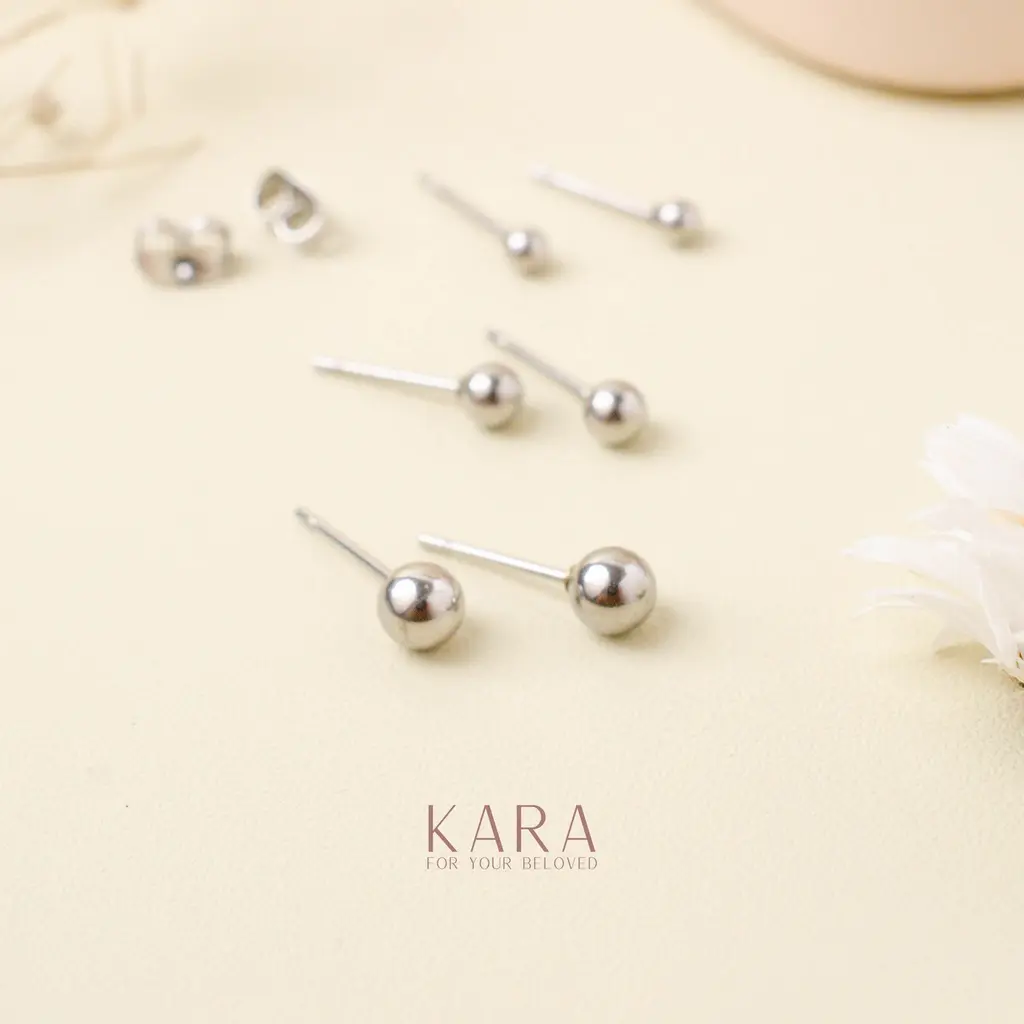 KARA - Anting Titanium Wanita Simpel Bulat Piercing
