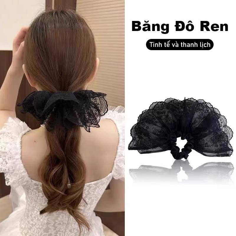 Scrunchies Ren Hai Lớp Phụ Kiện Tóc Cao Cấp Và Thanh Lịch Băng Đô Tóc Dây Buộc Tóc Đuôi Ngựa Thấp Nhẫn Scrunchie Ngọt Ngào