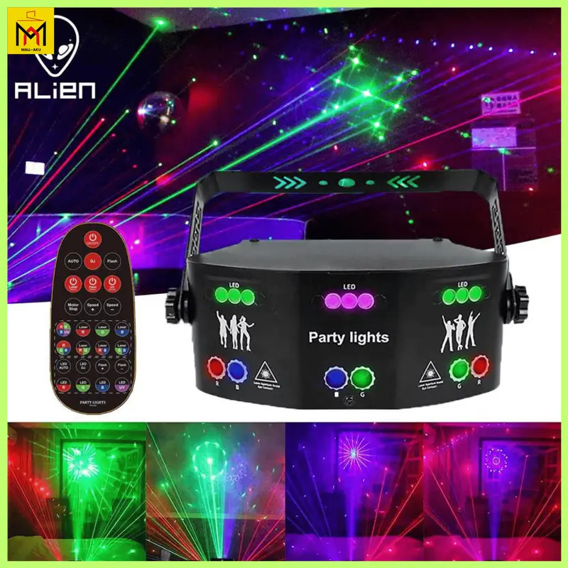 Lampu Panggung Disko Strobo LED Proyektor Beam Laser RGB DMX512 15 Eye 0