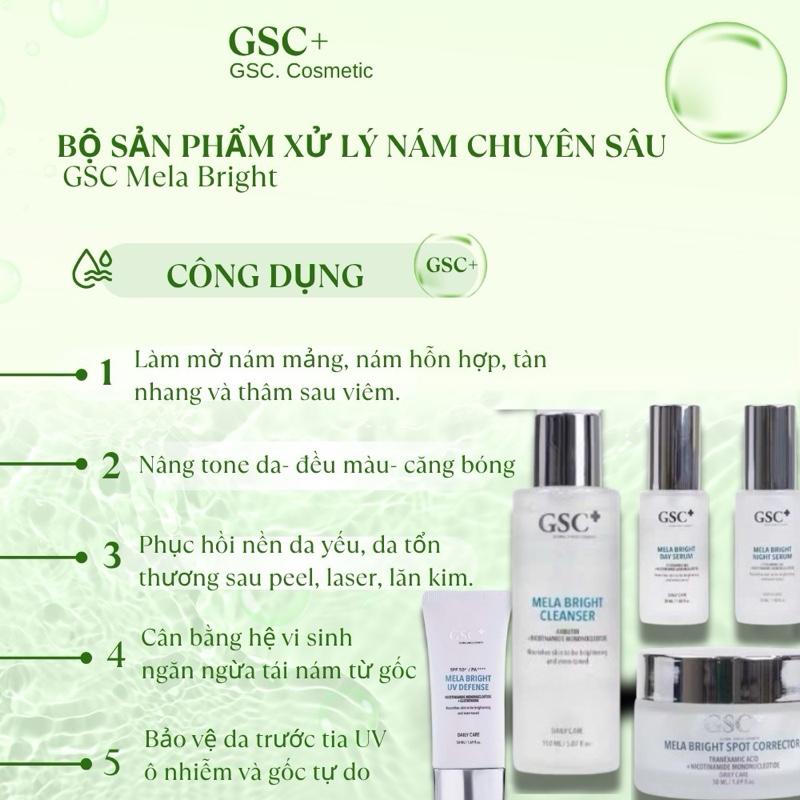 Bộ sản phẩm chăm sóc da nám 5 món GSC MELA BRᶖgHT Hàn Quốc. Mờ nám, giảm tàn nhang, mờ thâm