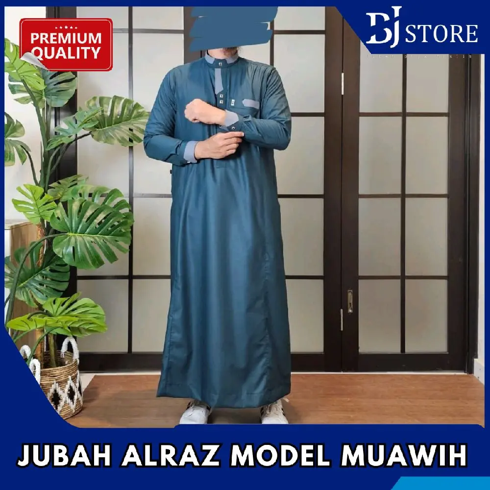 JUBAH ALRAZ KATUN PREMIUM / MODEL MUAWIH / GAMIS PRIA DEWASA / LENGAN PANJANG MANSET/ baju jubah pria dewasa