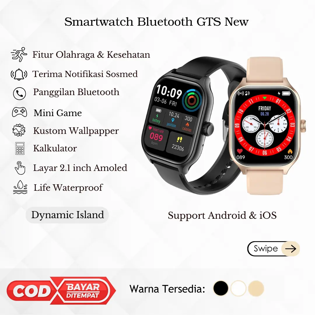 (BISA COD) Jam Tangan Pintar Smartwatch GTS4 Watch Series 9 Anti Air Panggilan Bluetooth Pengingat Pemantauan Kesehatan Olahraga Kalkulator