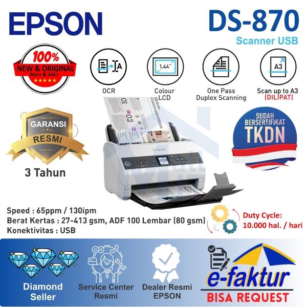 Gambar Scanner EPSON WORKFORCE DS-870 DS870 DS 870 A3 Dilipat Garansi Resmi dari Mall IT Medan Kota Medan Tokopedia