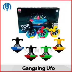MAINAN ANAK SPINNING TOP GANGSING GASING PUTAR KARAKTER UFO ADA MUSIK DAN LAMPU