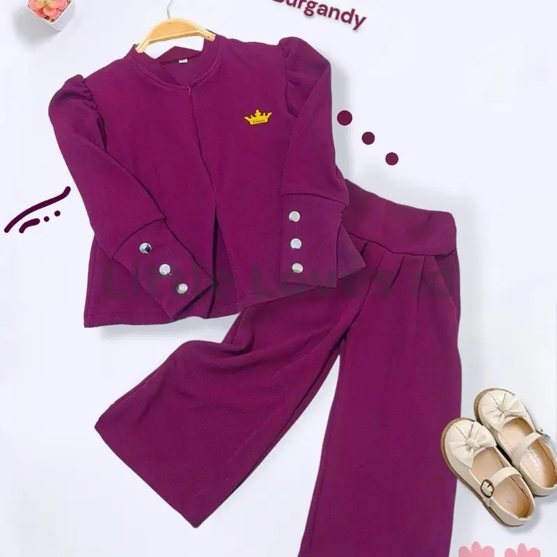Setelan kulot lebaran anak perempuan model lengan inara bahan knit japan linen usia 1 sampai 2 tahun banyak pilihan warna 4
