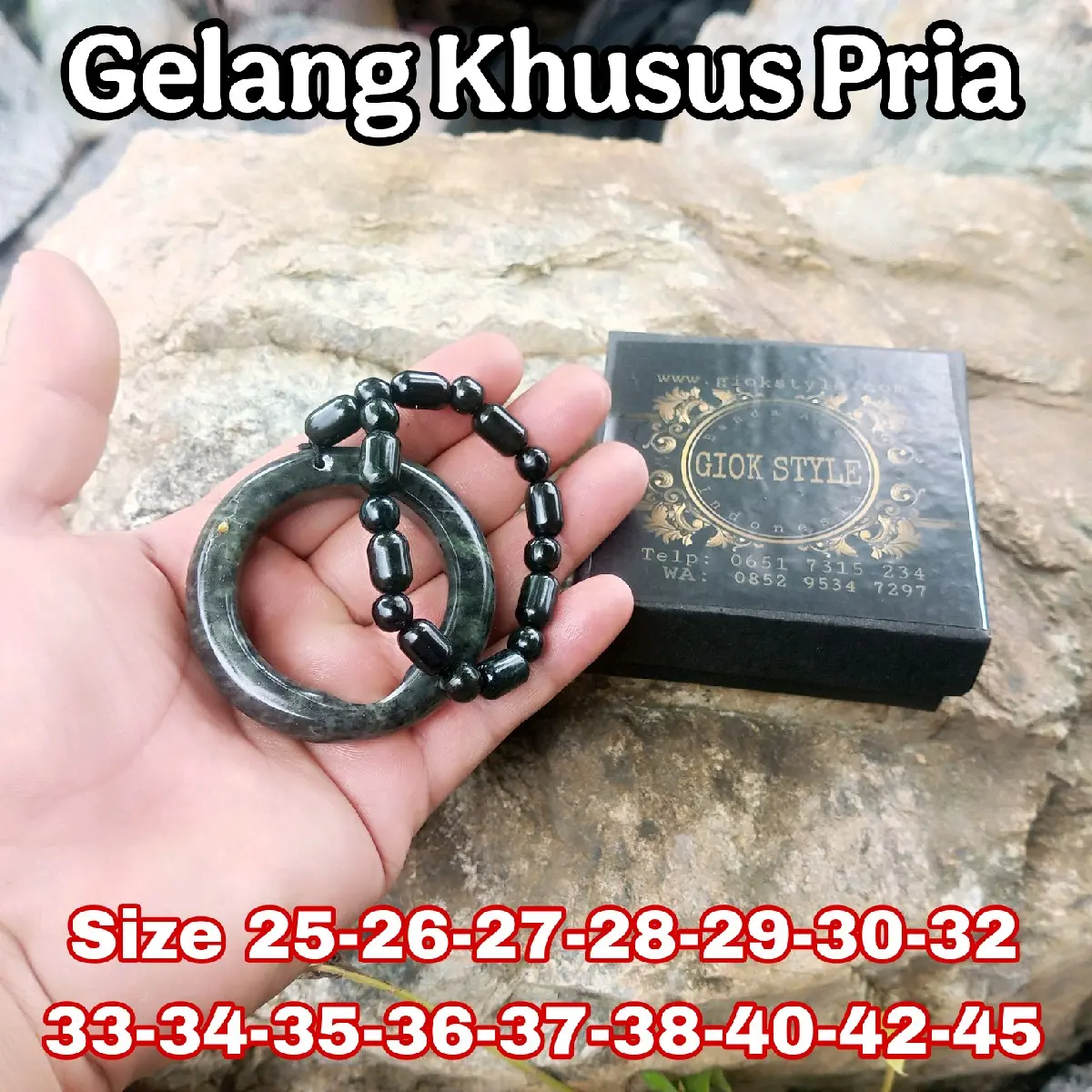 Gelang Ring Kesehatan Pria Giok Black Jade Aceh Terapi Model Set