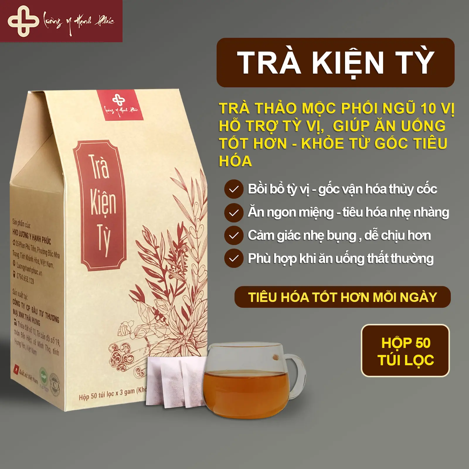Trà kiện tỳ (vận hóa tiêu hóa tốt), Hỗ Trợ Tỳ Vị, Giúp Ăn Ngon, Tiêu Hóa Tốt, Giảm Đầy Bụng - Lương Y Hạnh Phúc