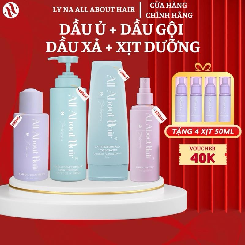 Combo 4SP Dầu Ủ + Dầu Gội + Dầu Xả + Xịt Vegan - All About Hair - Nuôi Dưỡng Tóc Khoẻ